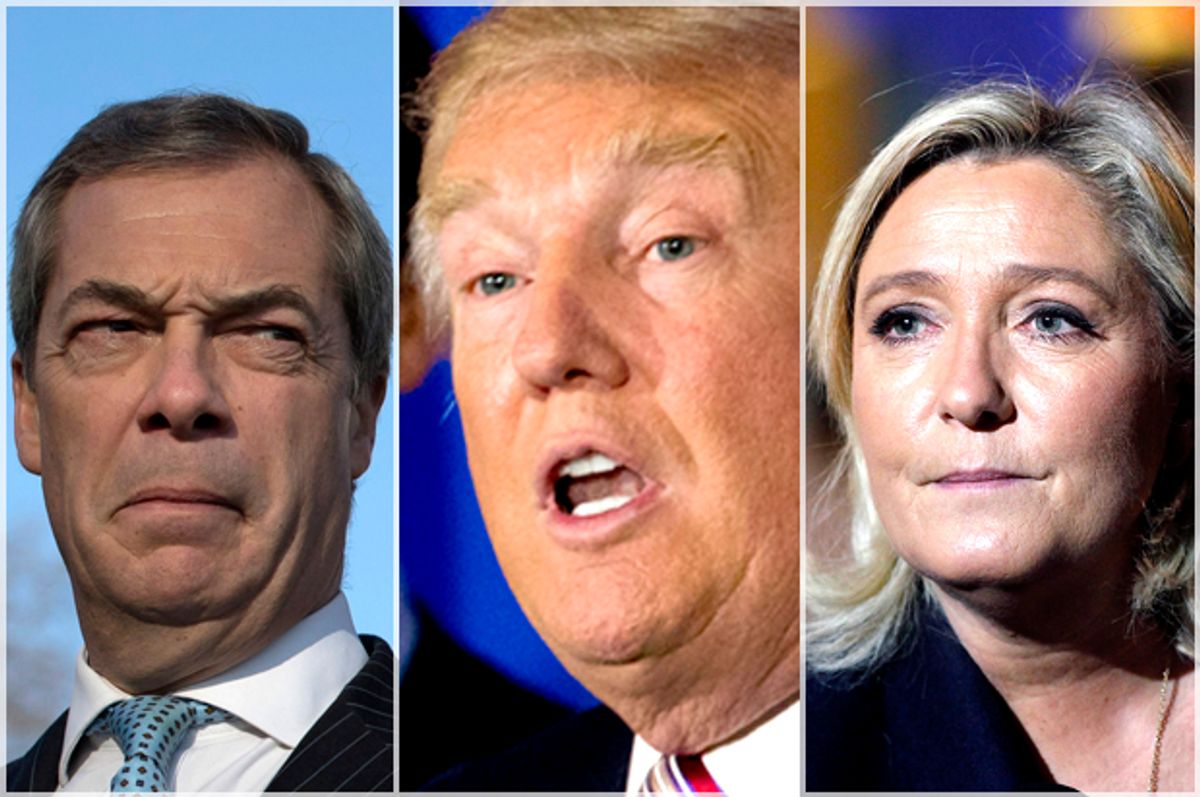 Nigel Farage; Donald Trump; Marine Le Pen   (Getty/Dan Kitwood/AP/Mary Altaffer/Getty/Thierry Chesnot)