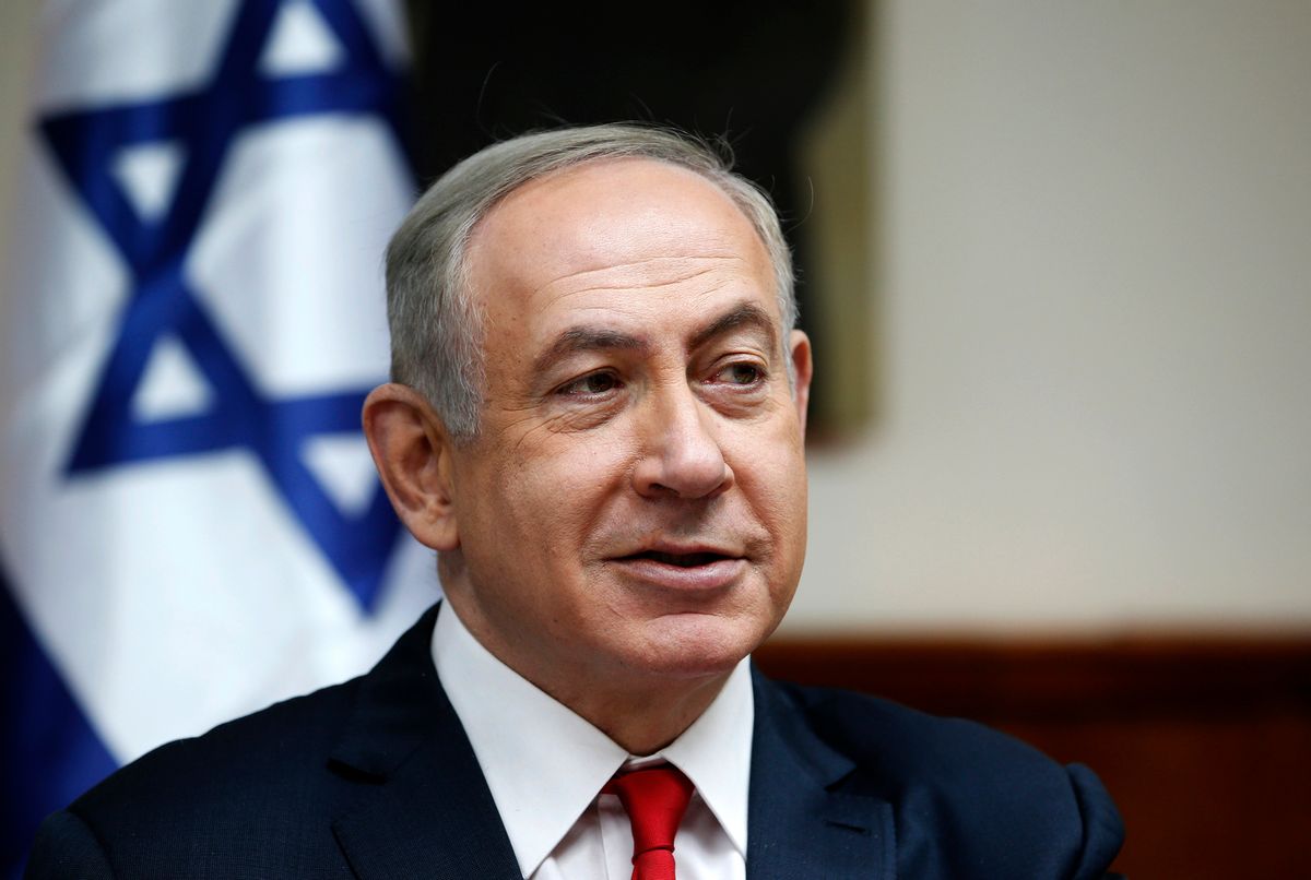 Israeli Prime Minister Benjamin Netanyahu attends the weekly cabinet meeting in Jerusalem, Sunday, Jan. 22, 2017. (Ronen Zvulun/Pool Photo via AP) (AP)