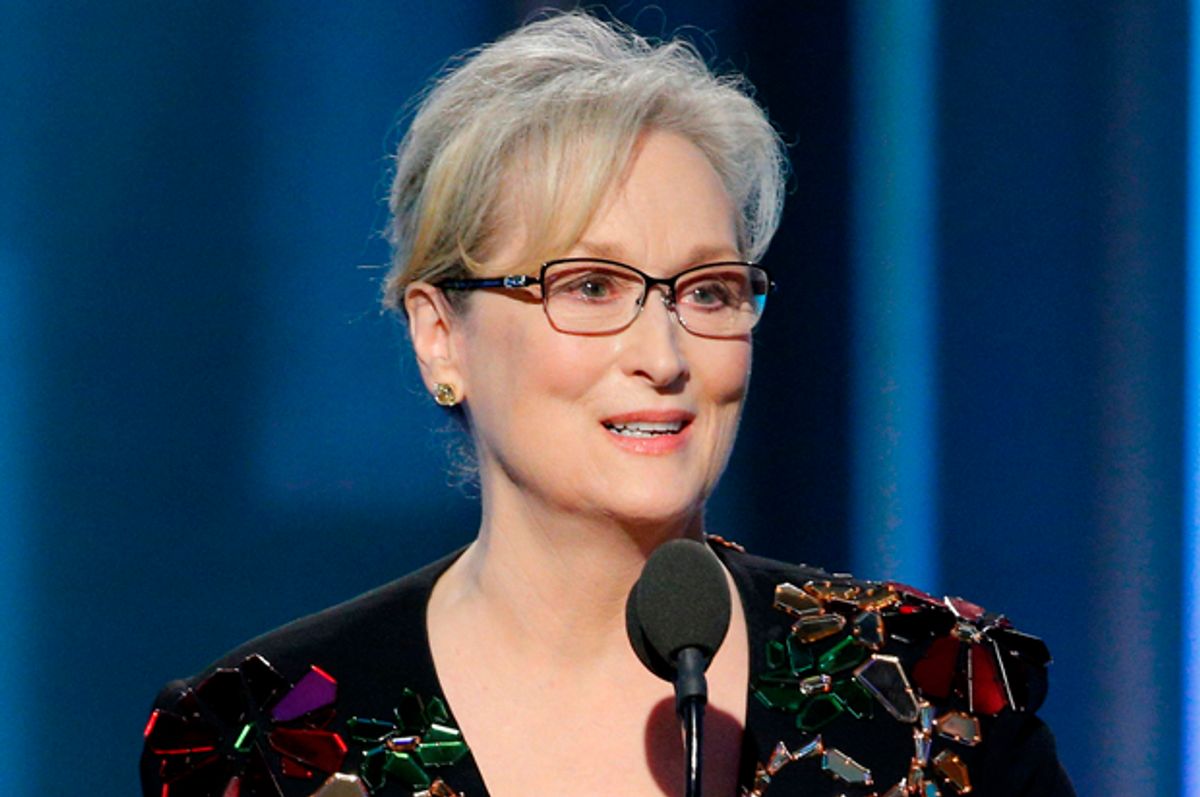 Meryl Streep accepts the Cecil B. DeMille Award during the 74th Annual Golden Globe Awards show in Beverly Hills, California, U.S., January 8, 2017.   (Reuters/Paul Drinkwater)