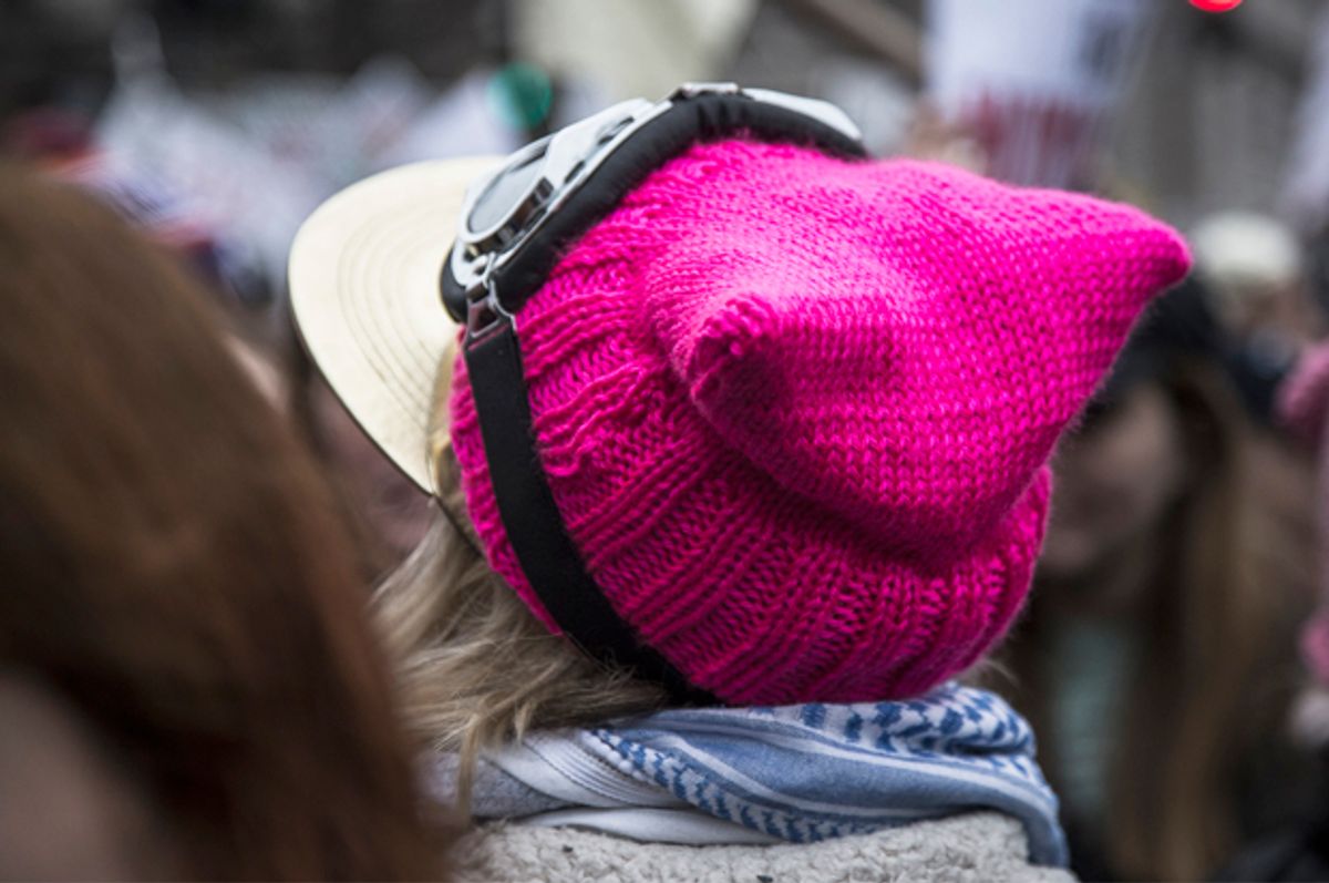 A protester at the Women's March on Washington, January 21, 2017.   (Peter Cooper/Salon)