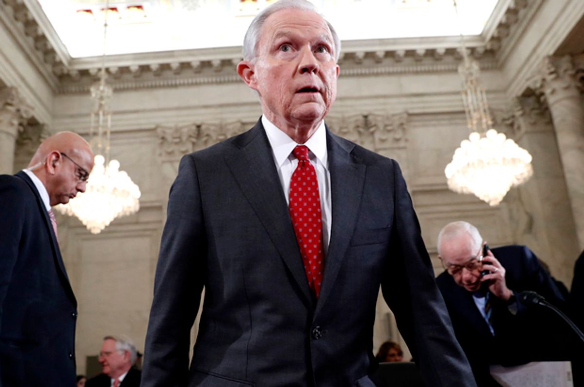 Jeff Sessions takes his seat on Capitol Hill at his confirmation hearing    (AP/Alex Brandon)