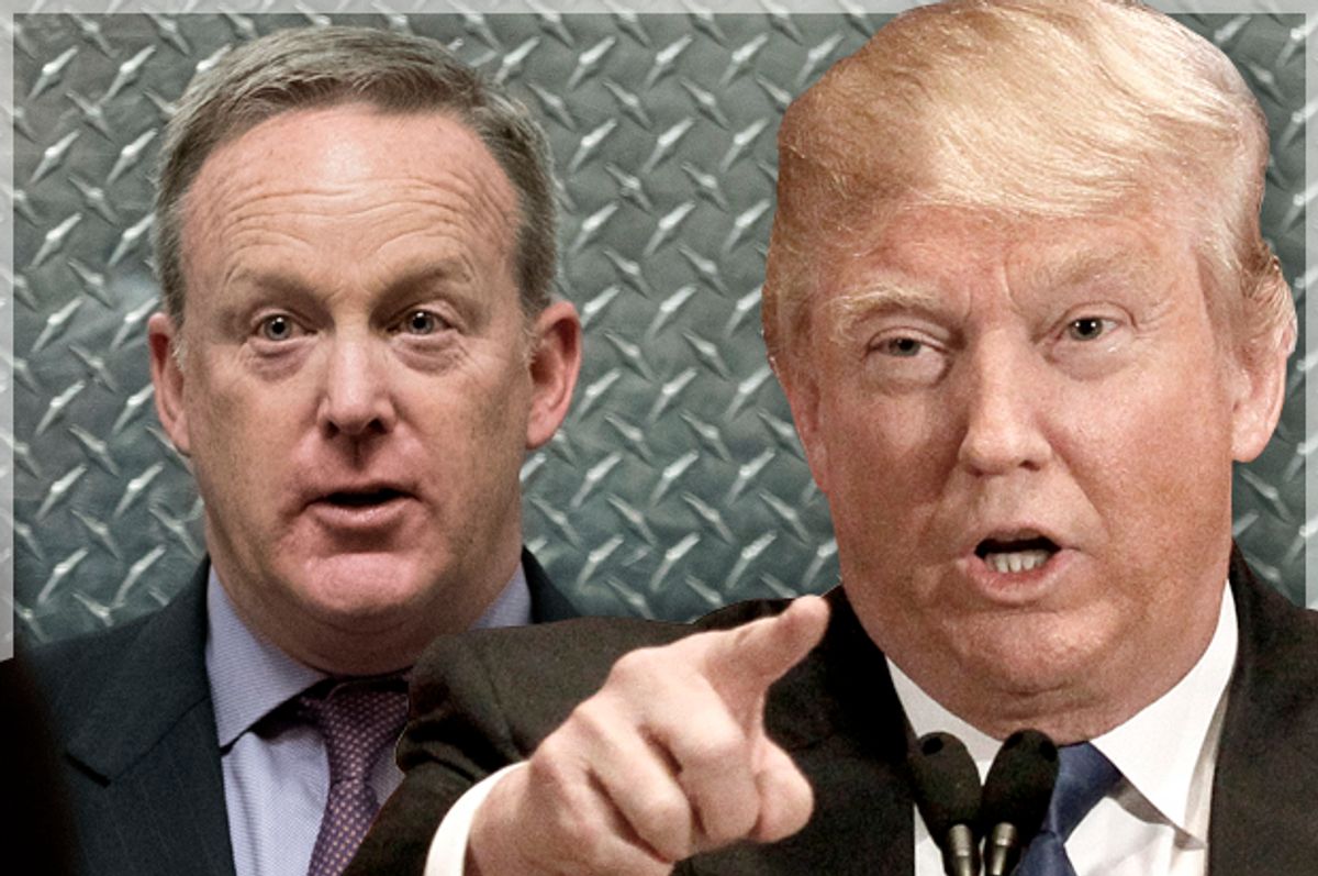 Sean Spicer; Donald Trump   (Getty/Drew Angerer/Reuters/Rick Wilking/Photo montage by Salon)