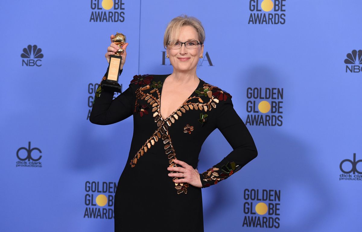 Meryl Streep poses in the press room with the Cecil B. DeMille award at the 74th annual Golden Globe Awards at the Beverly Hilton Hotel on Sunday, Jan. 8, 2017, in Beverly Hills, Calif. (Photo by Jordan Strauss/Invision/AP) (Jordan Strauss/invision/ap)
