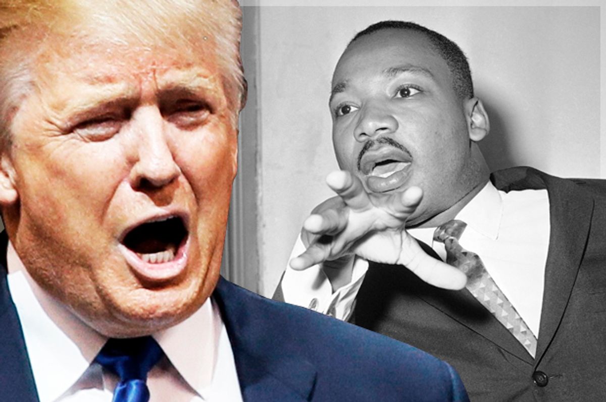 Donald Trump; Martin Luther King, Jr.   (Reuters/Rick Wilking/AP/Bill Ingraham/Salon)