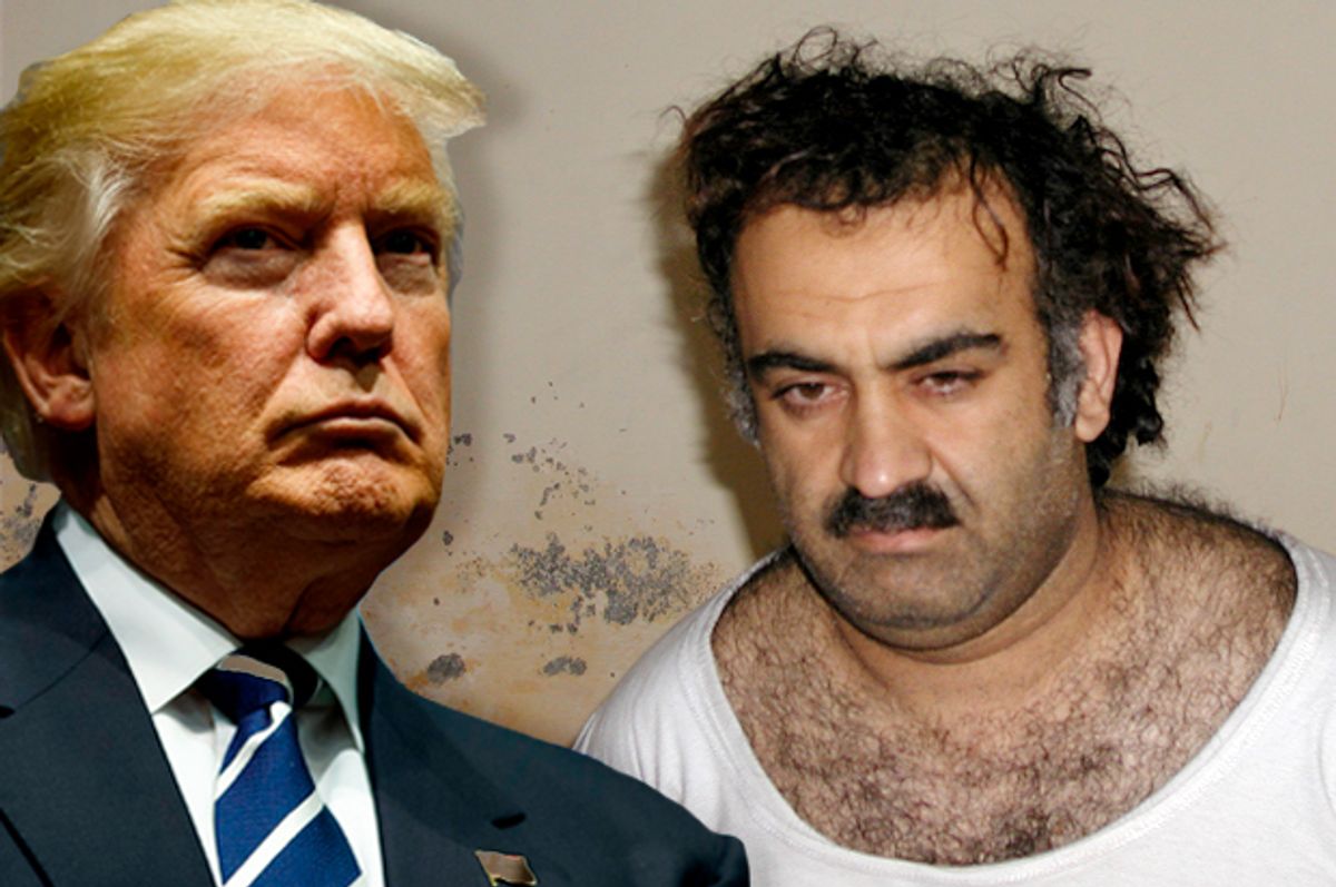 Donald Trump; Khalid Shaikh Mohammed (Getty/Drew Angerer/AP)