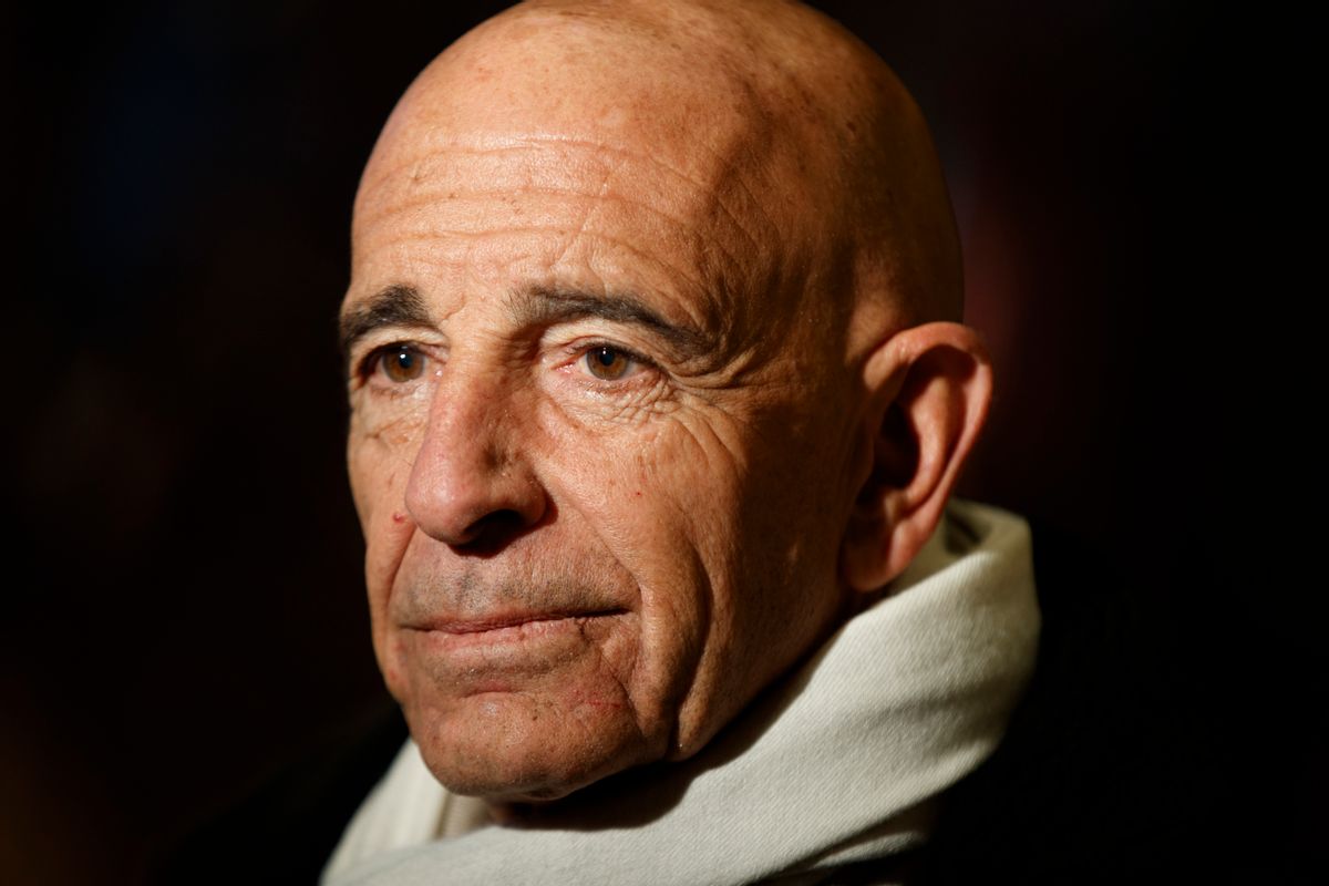 Tom Barrack, chairman of the inaugural committee, speaks with reporters in the lobby of Trump Tower in New York, Tuesday, Jan. 10, 2017, before meeting with President-elect Donald Trump. (AP Photo/Evan Vucci) (AP)