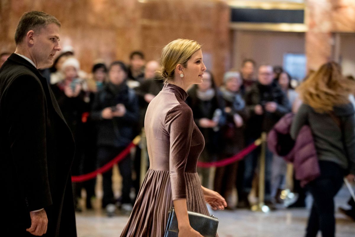 Ivanka Trump, daughter of President-elect Donald Trump departs Trump Tower, in New York, Friday, Jan. 6, 2017. (AP Photo/Andrew Harnik) (AP)