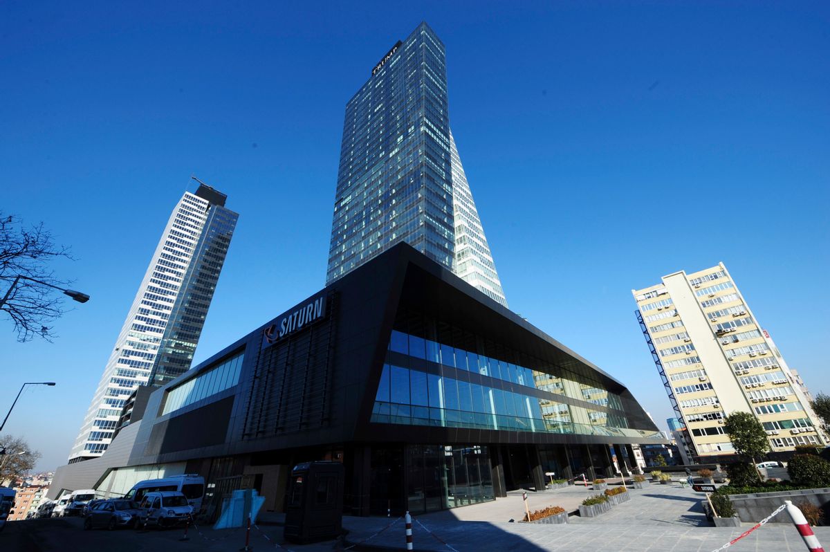 In this Monday, Feb. 20, 2012 photo, Trump Towers center, are pictured in Istanbul. Security experts warn that businesses around the world bearing U.S. President Donald Trump’s name face an increased risk now that the businessman is in the White House. (AP Photo/Emrah Gurel) (AP)