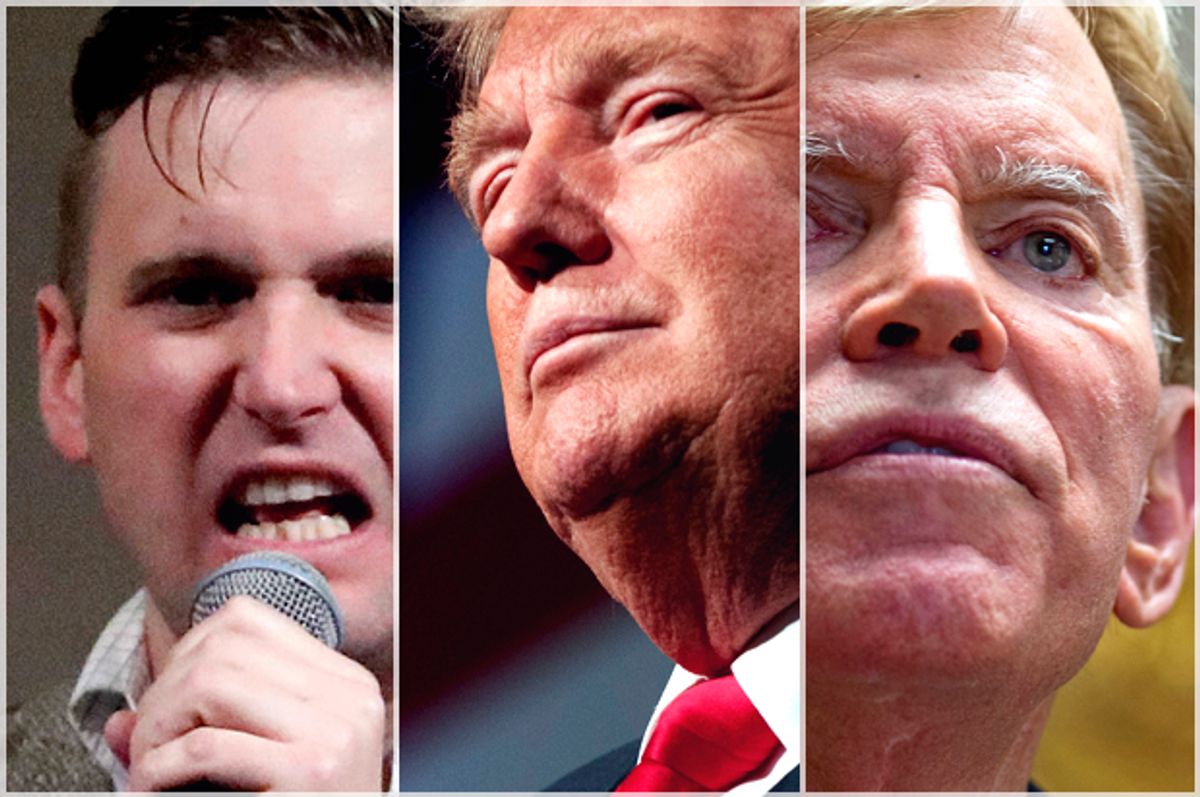Richard Spencer; Donald Trump; David Duke   (AP/David J. Phillip/Evan Vucci/Max Becherer)