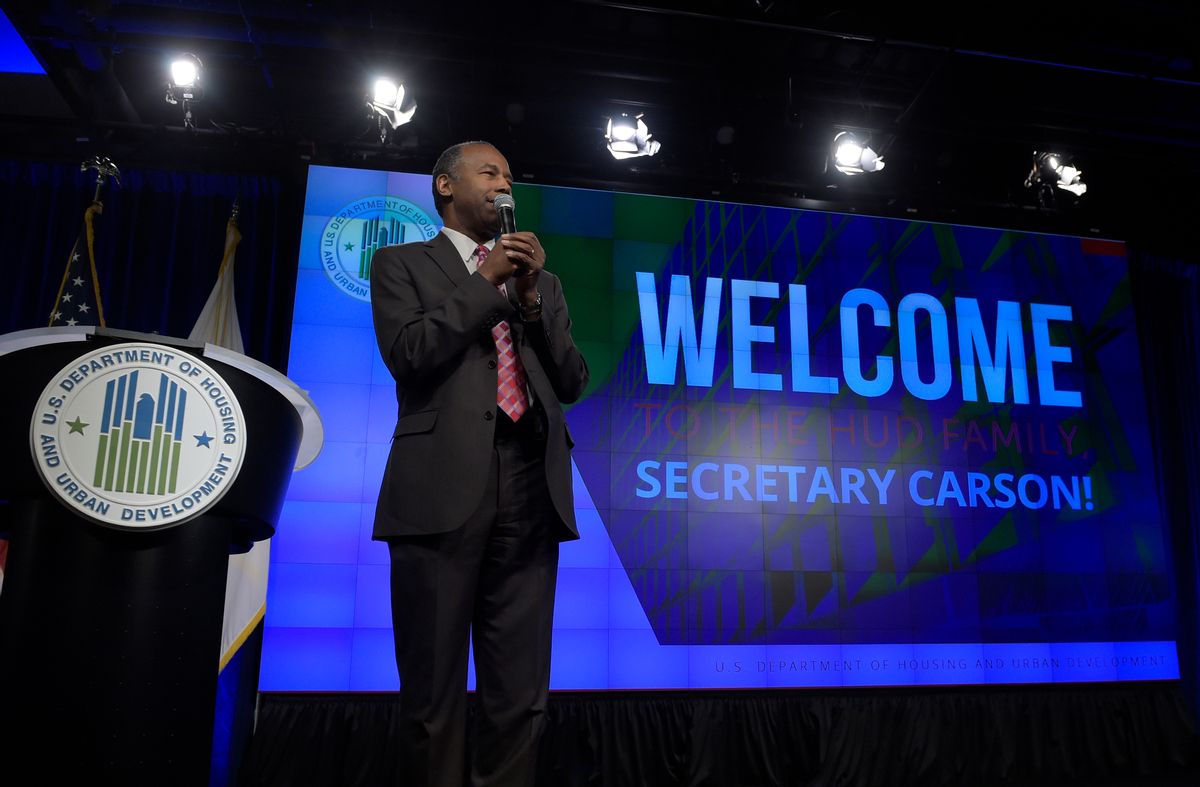 In this March 6, 2017, photo, Housing a Urban Development Secretary Ben Carson speaks to HUD employees in Washington. Carson said in the speech that "There were other immigrants who came here on the bottom of slave ships, worked even longer, even harder for less.” In history’s eyes, that statement was at least a faux pas, because slaves are not considered immigrants. (AP Photo/Susan Walsh) (AP/Susan Walsh)