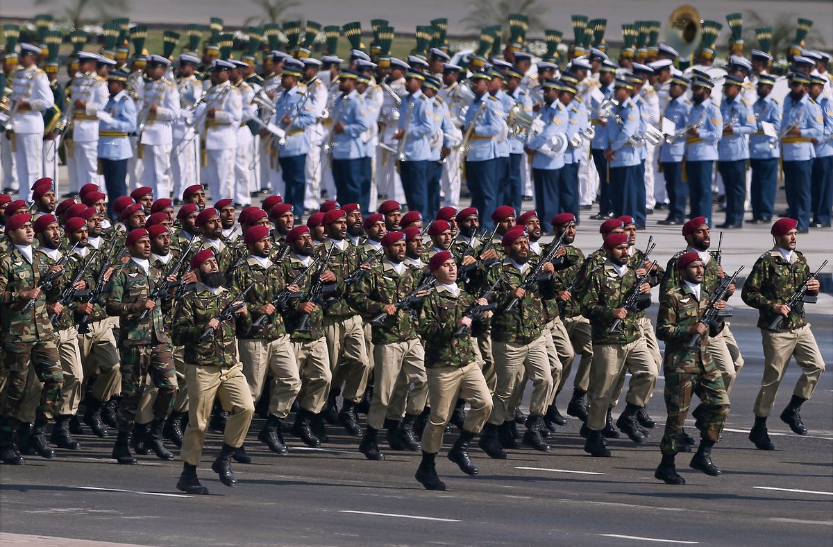 Pakistani commandos from the Special Services Group march during a military parade to mark Pakistan's Republic Day, in Islamabad, Pakistan, Thursday, March 23, 2017. President Mamnoon Hussain said Pakistan is ready to hold talks with India on all issues, including Kashmir, as he opened the annual military parade. During the parade, attended by several thousand people, Pakistan displayed nuclear-capable weapons, tanks, jets, drones and other weapons systems. (AP Photo/Anjum Naveed) (AP Photo/Anjum Naveed)