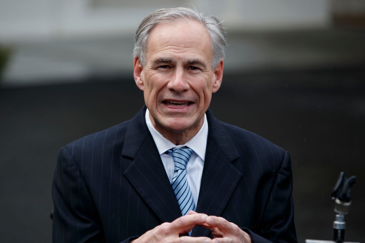 Texas Gov. Greg Abbott talks to reporters outside the White House in Washington, Friday, March 24, 2017, after meeting with President Donald Trump. (AP Photo/Evan Vucci) (AP)