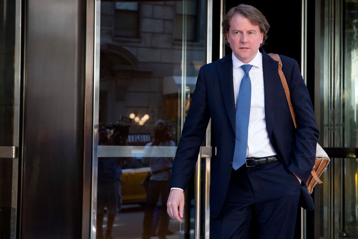 FILE - In this June 9, 2016 file photo, attorney Donald McGahn is seen in New York. McGahn, now White House counsel, is an in-house guard rail for President Donald Trump who likes to veer out of traditional bounds, and McGahn certainly doesn’t win all of his battles. (AP Photo/Mary Altaffer, File) (AP)