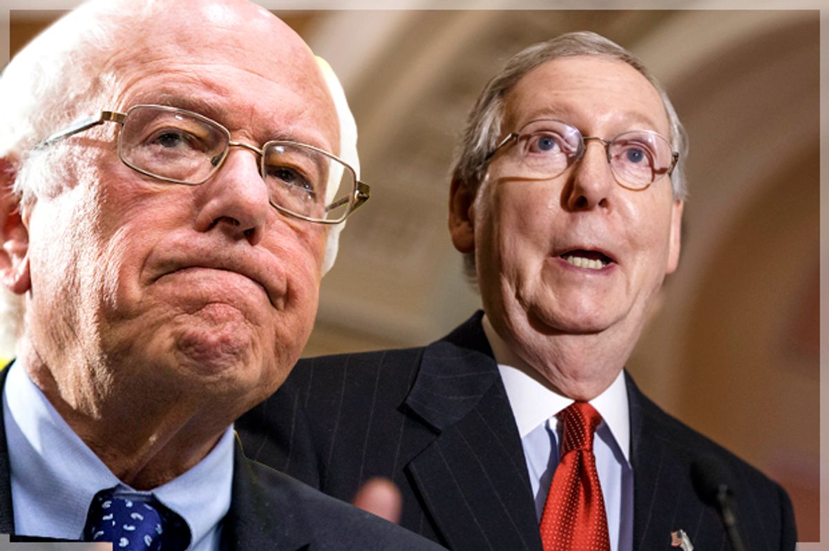 Bernie Sanders; Mitch McConnell   (Reuters/Joshua Roberts/AP/J. Scott Applewhite/Photo montage by Salon)