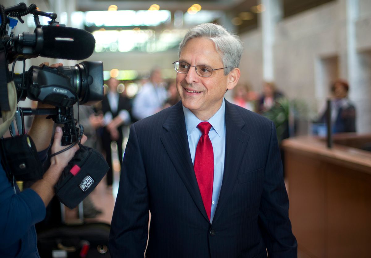 In this April 13, 2016, file photo, Judge Merrick Garland, President Barack Obama's choice to replace the late Justice Antonin Scalia on the Supreme Court arrives for a meeting in Washington.  Supreme Court nominations became politically contentious about 222 years ago when the Senate voted down George Washington’s choice for chief justice. Republicans wouldn’t even hold a hearing for Garland, President Barack Obama’s nominee. (AP Photo/Pablo Martinez Monsivais, File) (AP)