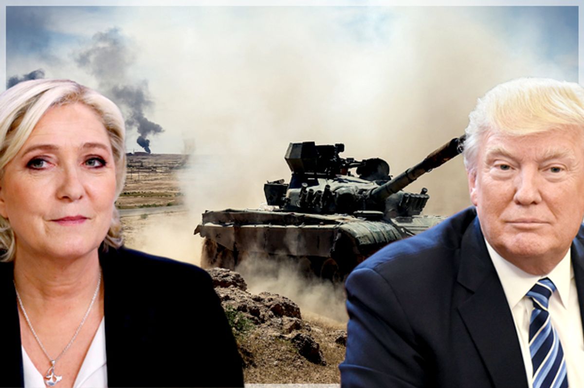 Marine Le Pen; Donald Trump (Afp/getty Images/Ahmad Al-Rubaye/Patrick Kovarik/Olivier Douliery - Pool/Photo Montage by Salon)