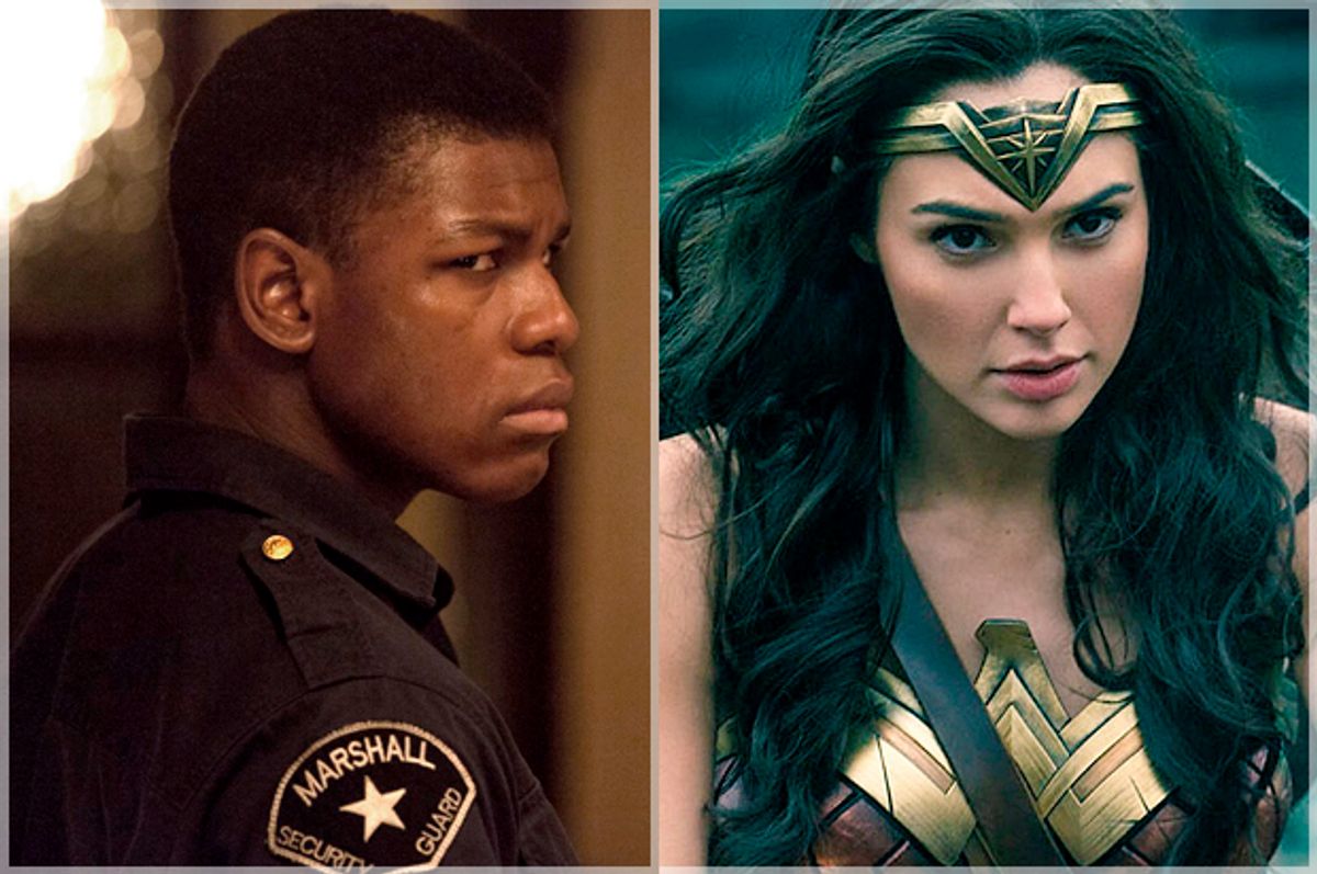 John Boyega in "Detroit;" Gal Gadot in "Wonder Woman"   (Annapurna/DC Entertainment Inc.)