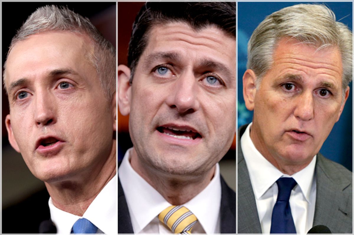 Trey Gowdy; Paul Ryan; Kevin McCarthy   (AP/Susan Walsh/J. Scott Applewhite/Reuters/Gary Cameron)
