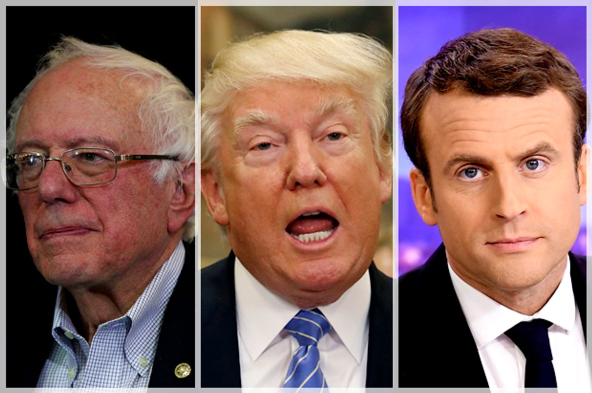 Bernie Sanders; Donald Trump; Emmanuel Macron   (Getty/Alex Wong/Mark Wilson/Lionel Bonaventure)