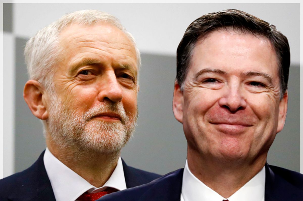 Jeremy Corbyn; James Comey   (AP/Frank Augstein/Alex Brandon)
