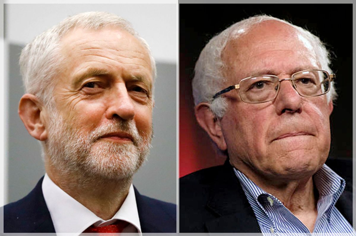 Jeremy Corbyn; Bernie Sanders   (AP/Frank Augstein/Jae C. Hong)