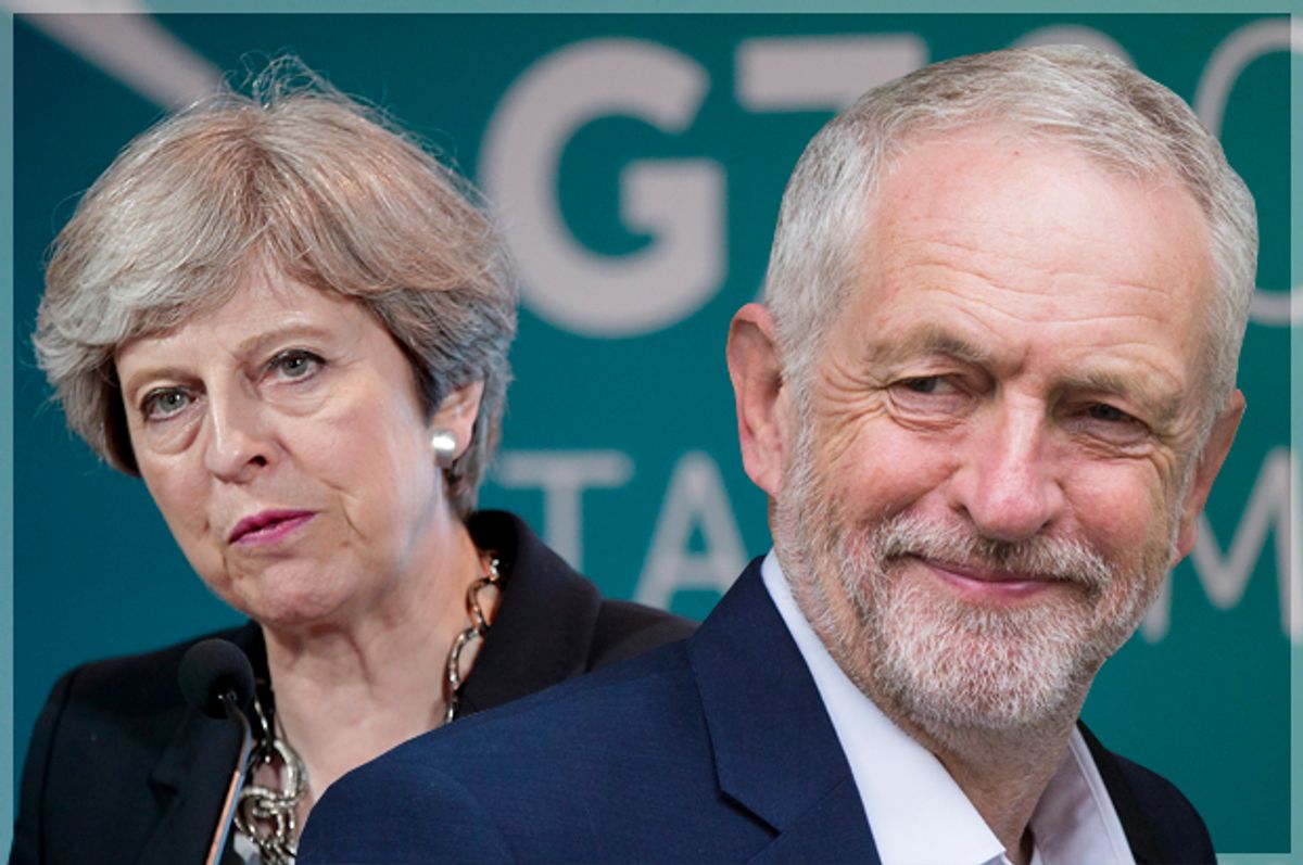 Theresa May; Jeremy Corbyn   (AP/Luca Bruno/Getty/Jack Taylor/Photo montage by Salon)