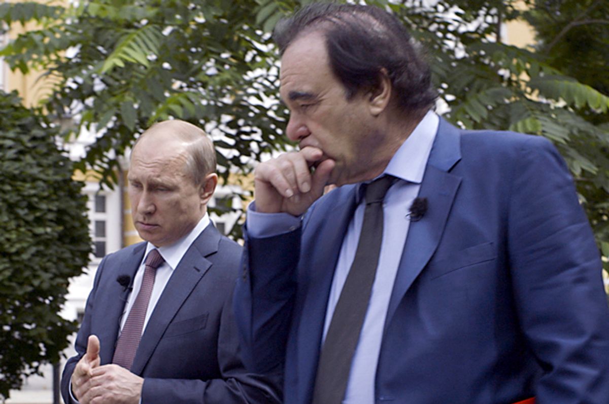 Vladimir Putin and Oliver Stone in "The Putin Interviews"    (Showtime)