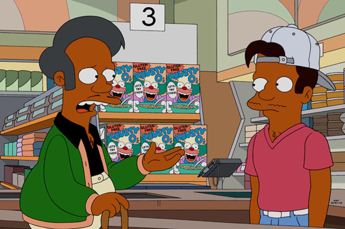 Apu and his nephew Jay on "The Simpsons" (FOX)