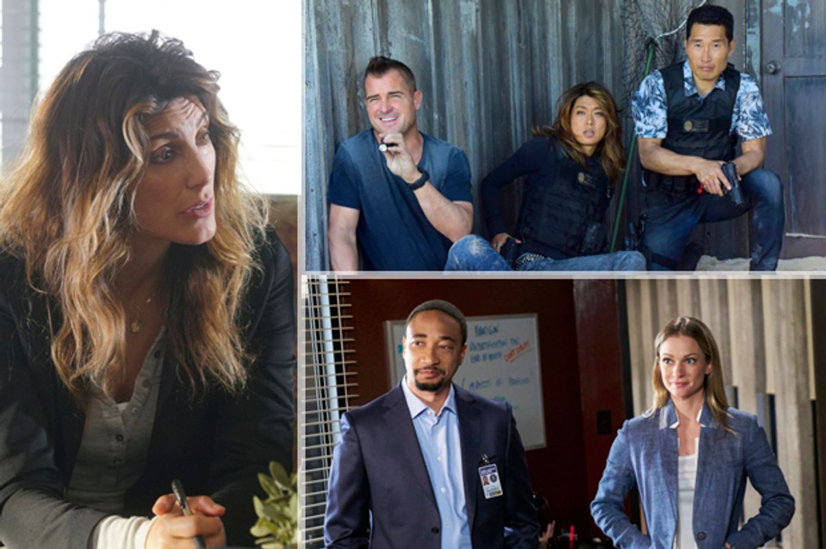 Jennifer Esposito in NCIS; George Eads, Grace Park, Daniel Dae Kim in Hawaii Five-0; Damon Gupton and A.J. Cook in Criminal Minds (CBS)