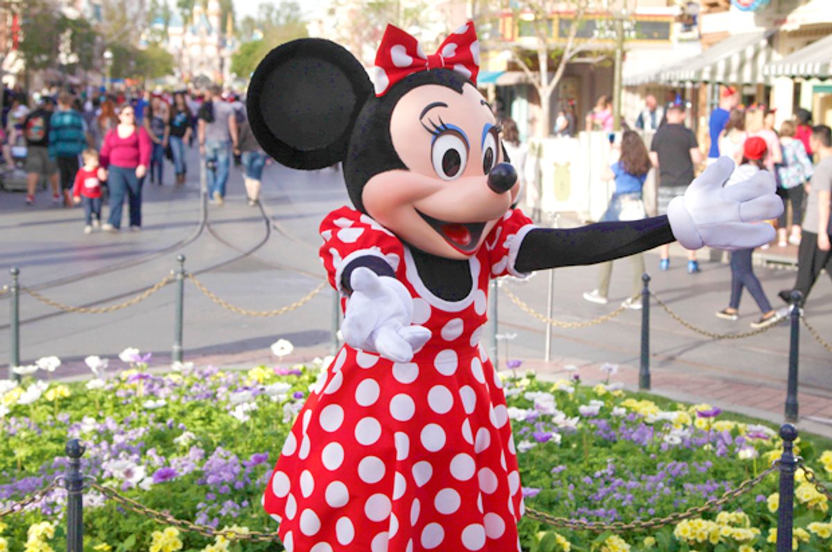 Minnie Mouse entertains visitors at Disneyland in Anaheim, California (AP/Jae C. Hong)