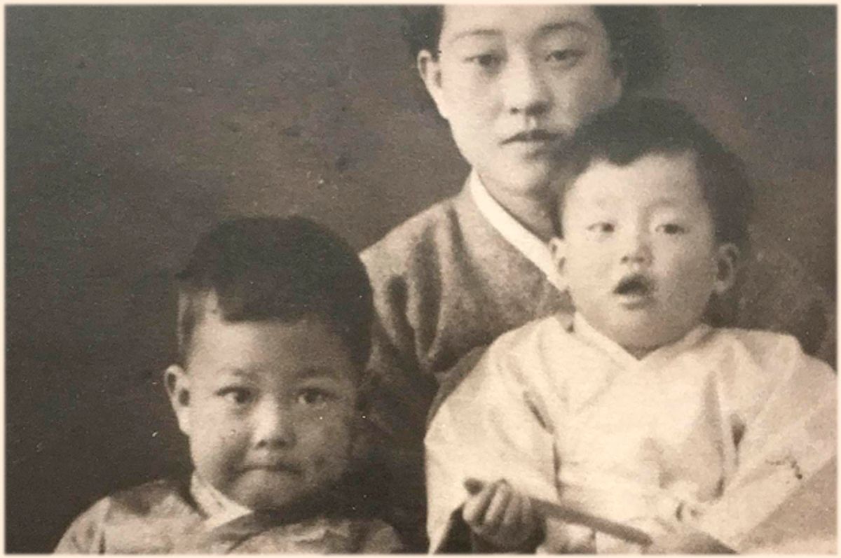 A photo of the author's father, as a boy, with his sister and mother. (courtesy of the author)