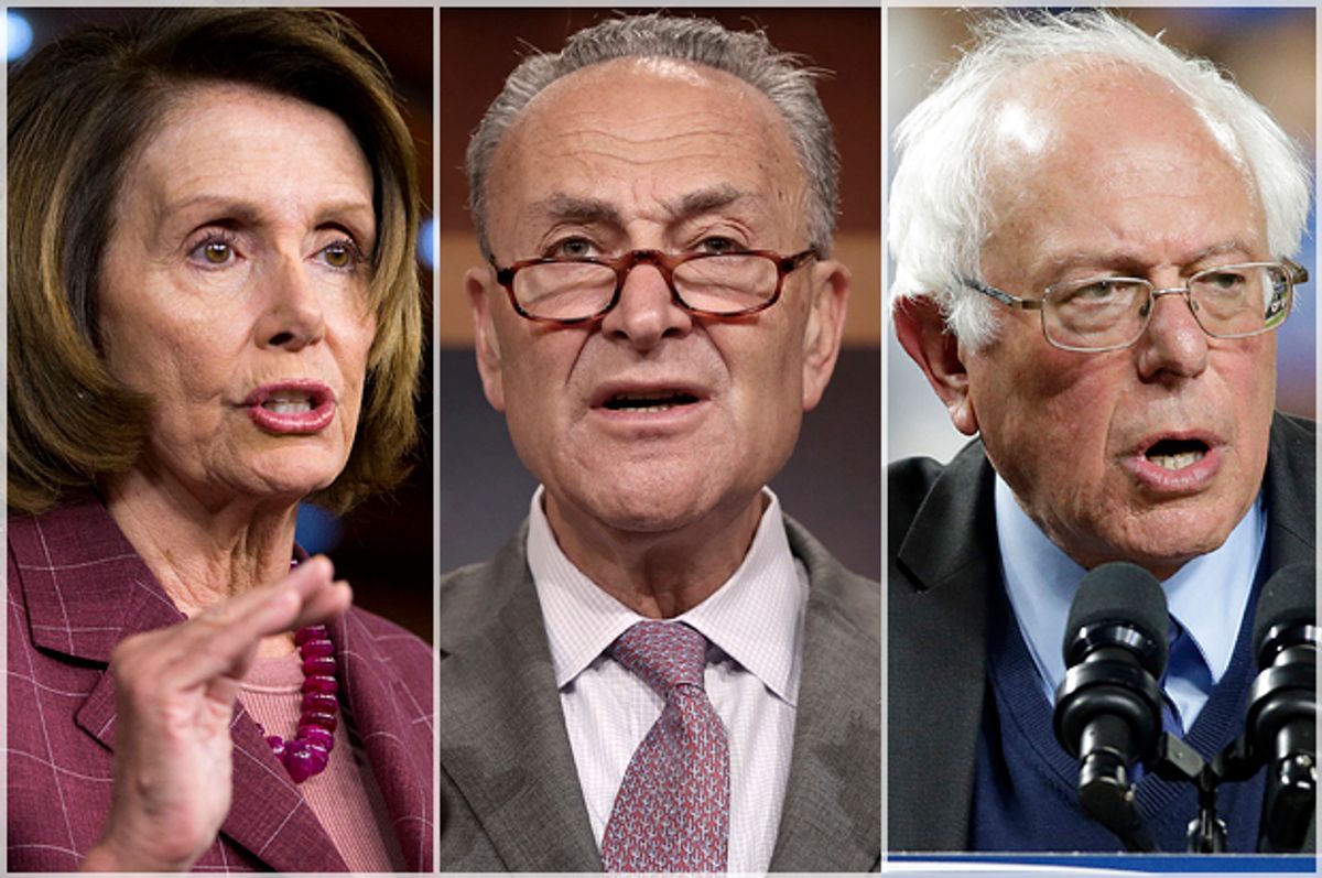 Nancy Pelosi; Chuck Schumer; Bernie Sanders (AP/Getty)