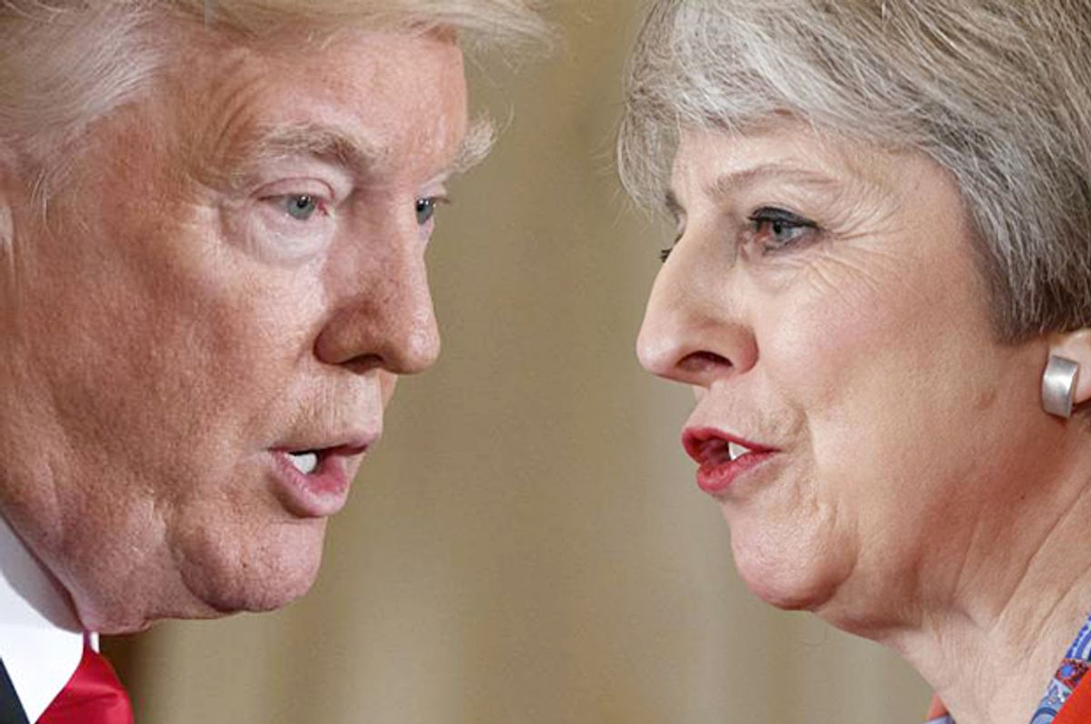 Donald Trump; Theresa May   (AP/Evan Vucci/Photo Montage by Salon)