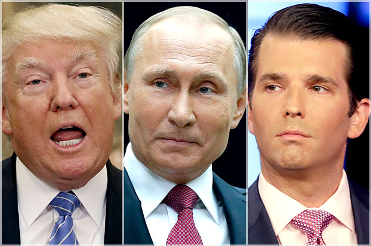 Donald Trump; Vladimir Putin; Donald Trump Jr.   (Getty/Mark Wilson/AP/Alexander Zemlianichenko/Richard Drew)