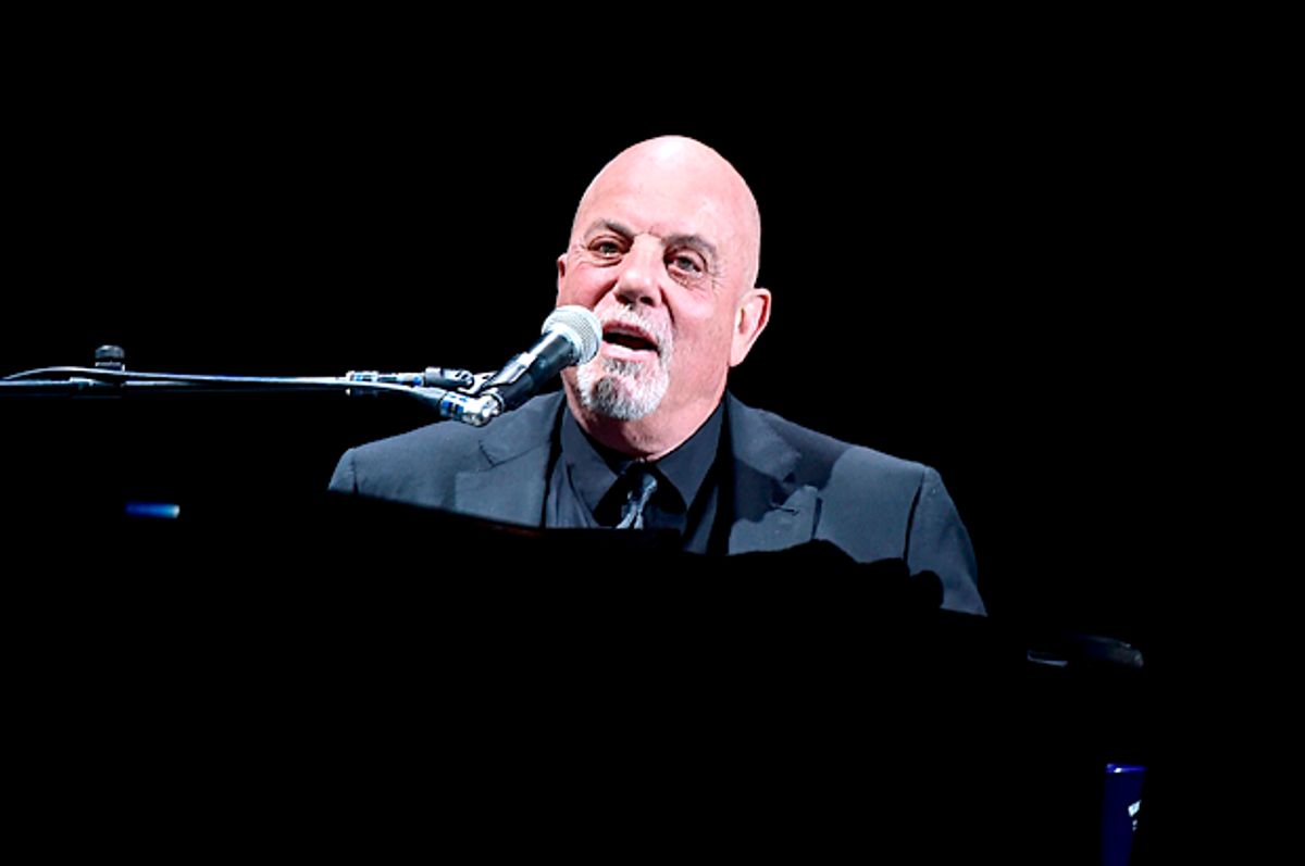 Billy Joel performing at Madison Square Garden on April 14, 2017. On August 21st, he performed with a yellow Star of David on. (Getty/Theo Wargo)