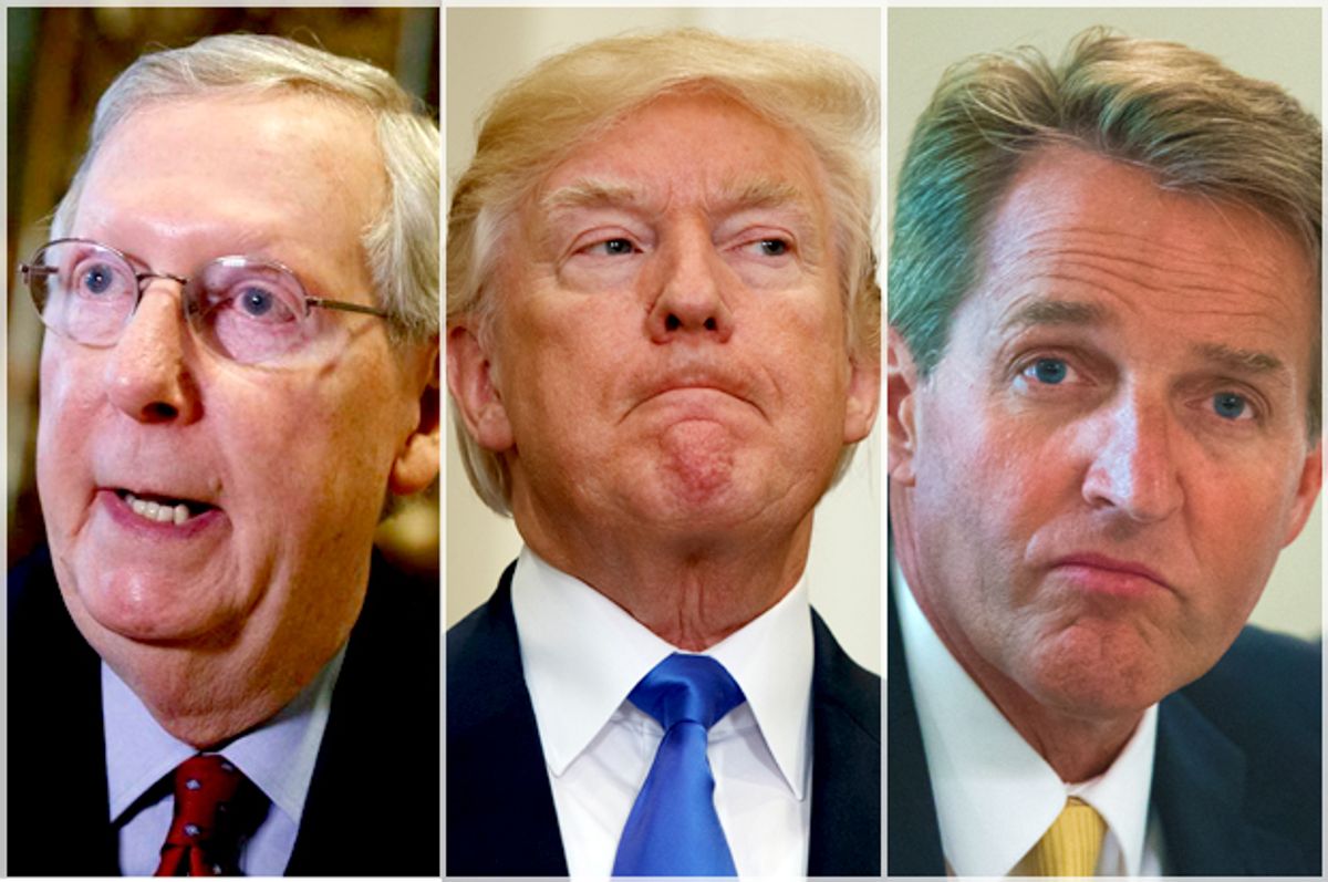 Mitch McConnell; Donald Trump; Jeff Flake   (AP/Evan Vucci/Getty/Michael Reynolds)