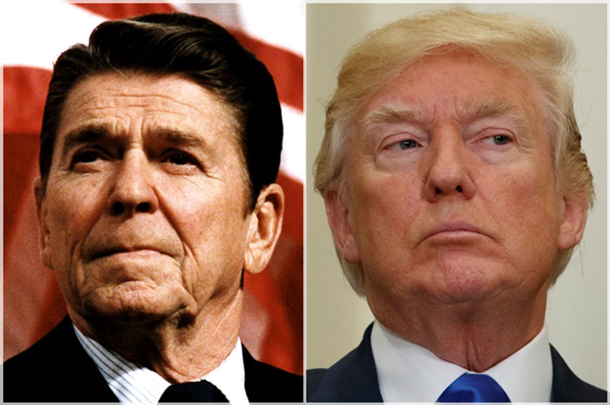Ronald Reagan; Donald Trump   (Getty/Michael Evans/AP/Evan Vucci)
