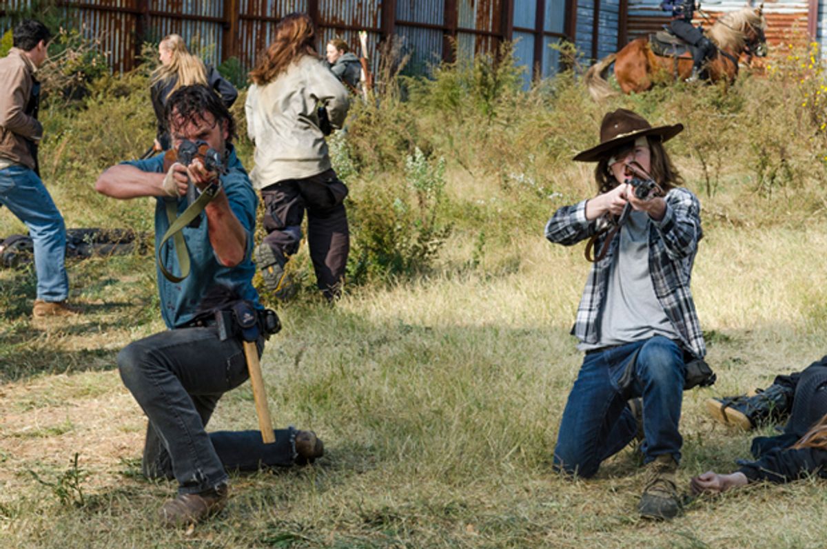Andrew Lincoln as Rick Grimes and Chandler Riggs as Carl Grimes in "The Walking Dead" (AMC/Gene Page)