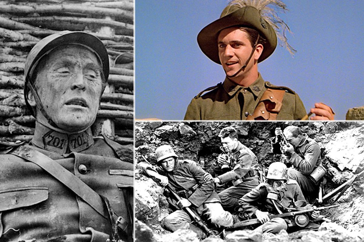 Paths of Glory; Gallipoli; All Quiet on the Western Front (United Artists/Paramount Pictures/Universal Pictures)