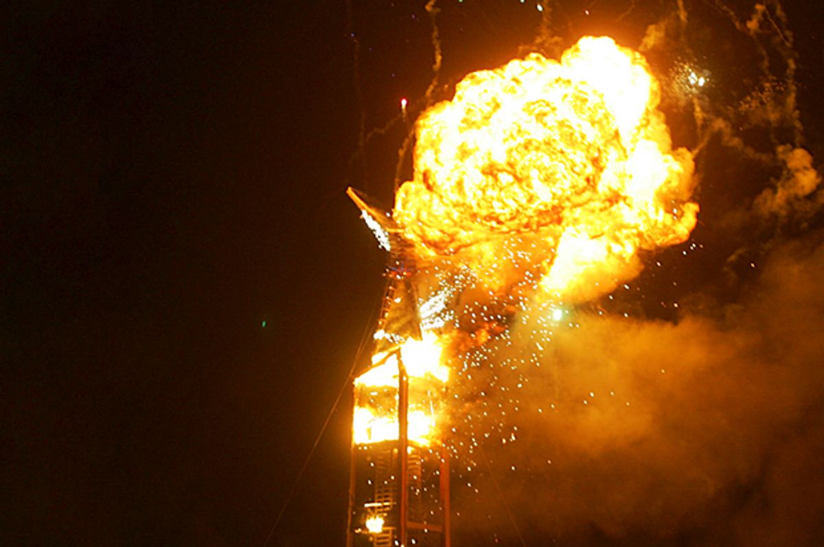 'The Man' burns during the Burning Man festival in the Black Rock Desert (AP/Brad Horn)