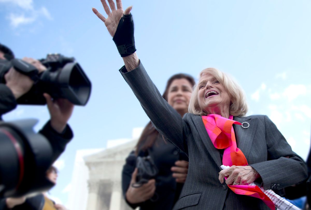 Edith Windsor in front of the Supreme Court (AP/Carolyn Kaster)