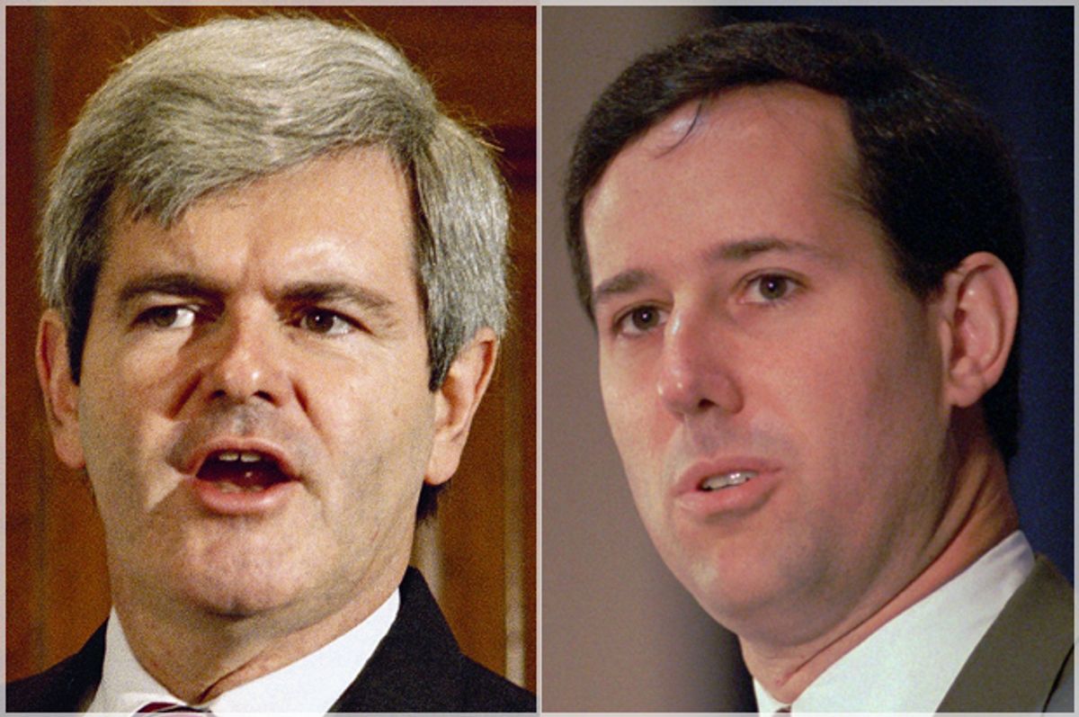Newt Gingrich; Rick Santorum   (AP/Charles Tasnadi/Horry Rumph, Jr)