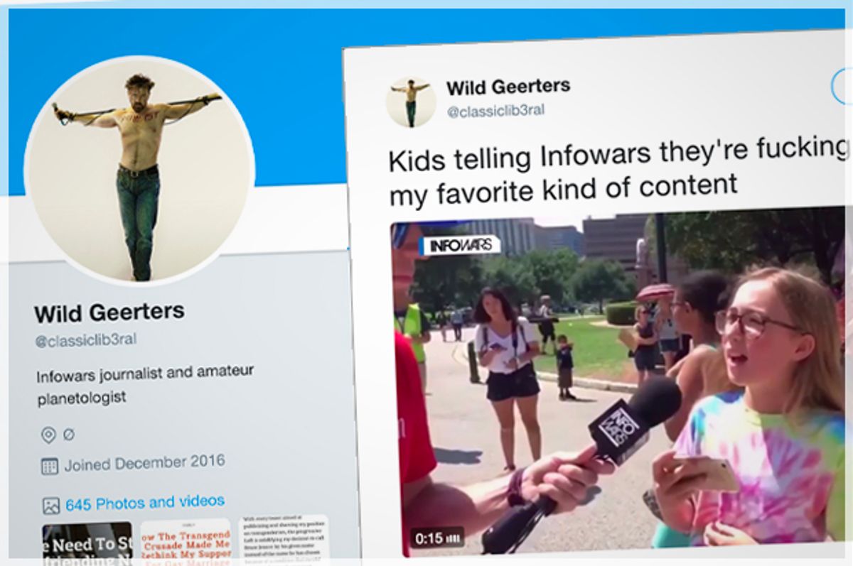 Watch an adorable child call an Infowars reporter a "f**king idiot" to