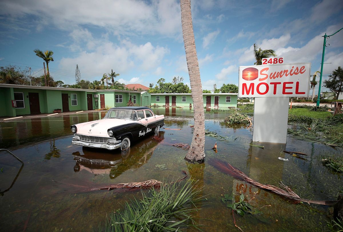 The Sunrise Motel remains flooded after Hurricane Irma hit the area on September 11, 2017 in East Naples, Florida.   (Getty/Mark Wilson)