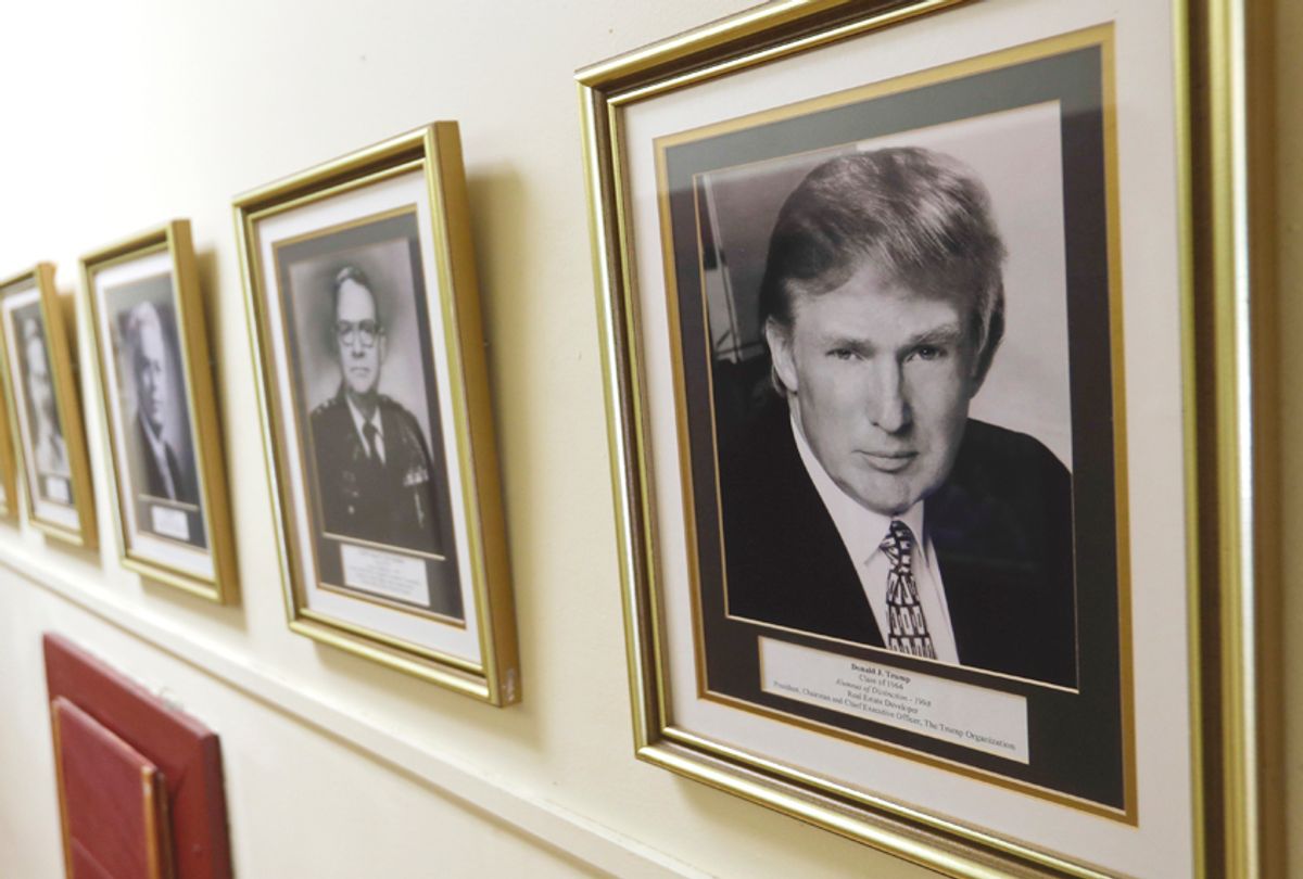 A portrait of Donald Trump hangs on the wall at the New York Military Academy, in Cornwall-on-Hudson, N.Y.    (AP/Mike Groll)