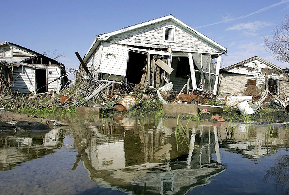 A damaged home in New Orleans, Louisiana after Hurricane Katrina. (Getty/Justin Sullivan)