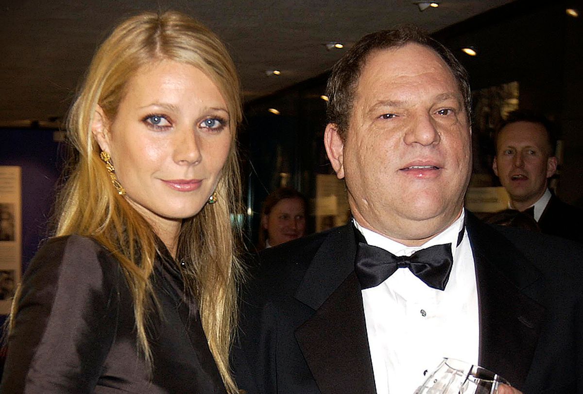 Gwyneth Paltrow and Harvey Weinstein at the 50th Anniversary Gala of the National Film Theatre on October 20, 2002, in London. (Getty Images)