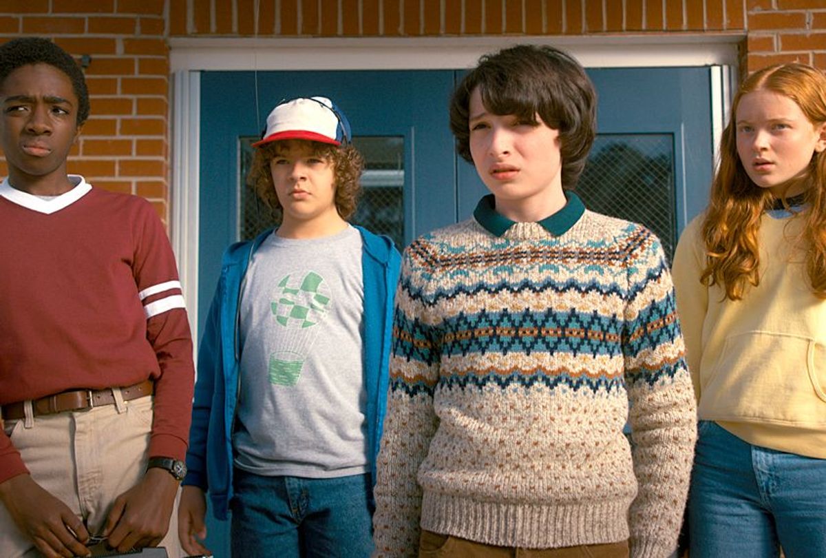 Caleb McLaughlin, Gaten Matarazzo, Finn Wolfhard, and Sadie Sink in "Stranger Things" (Netflix)