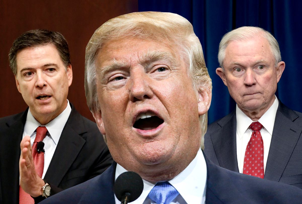 James Comey; Donald Trump; Jeff Sessions (AP/Getty/Photo montage by Salon)