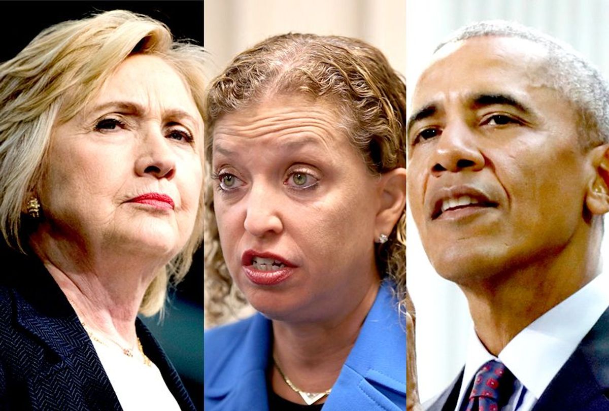 Hillary Clinton; Debbie Wasserman Schultz; Barack Obama (Getty/AP)